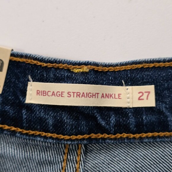 NWT Levi's Ribcage Straight Ankle Jeans Seamed Dark Wash Size 27 - Picture 6 of 8